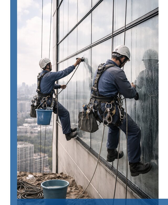 Профессиональная мойка фасадных окон альпинистами в Сосновоборске