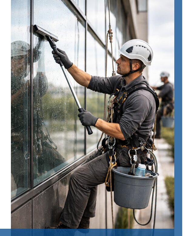 Мойка стеклянных фасадов в Сосновоборске от 207 р. | ВЫСОТНИК-Ссб