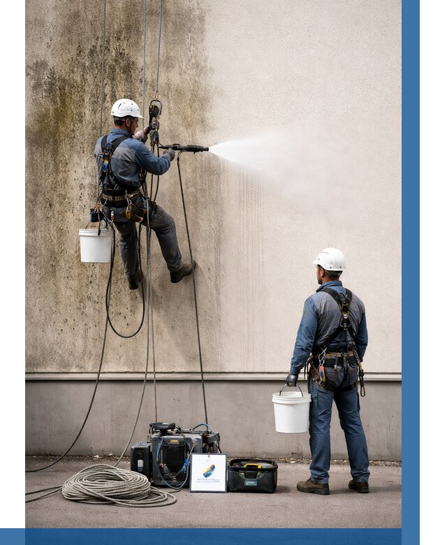 Очистка фасада от плесени в Сосновоборске от 310 р. | ВЫСОТНИК-Ссб