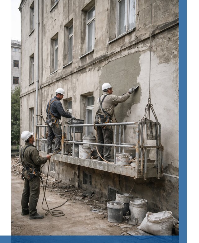 Капитальный ремонт фасада в Сосновоборске от 4345 р. | ВЫСОТНИК-Ссб