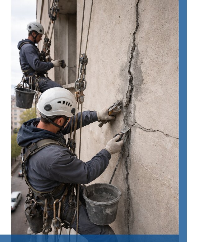 Заделка трещин на фасаде в Сосновоборске от 931 р. | ВЫСОТНИК-Ссб