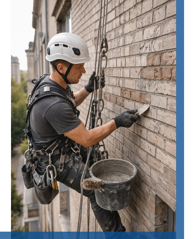 Ремонт кирпичной кладки фасада в Сосновоборске от 1862 р. | ВЫСОТНИК-Ссб