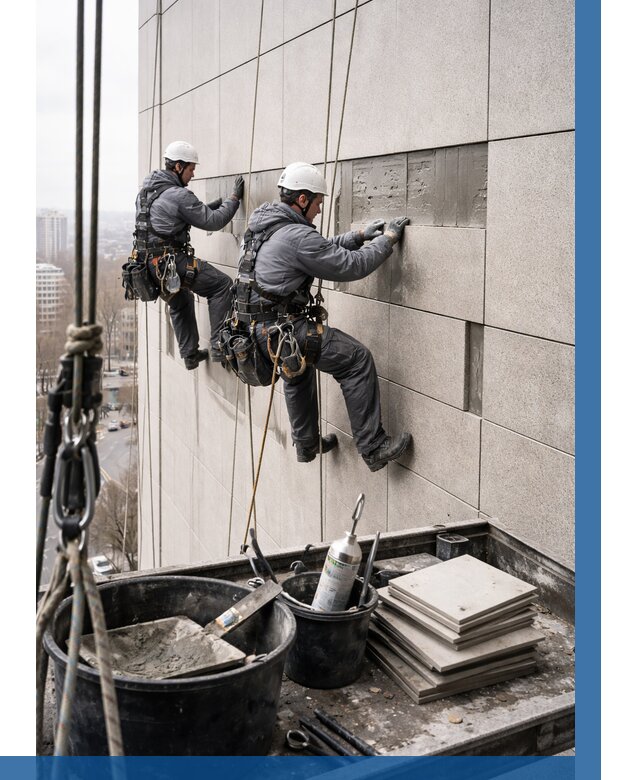 Ремонт фасада из керамогранита в Сосновоборске от 2586 р. | ВЫСОТНИК-Ссб