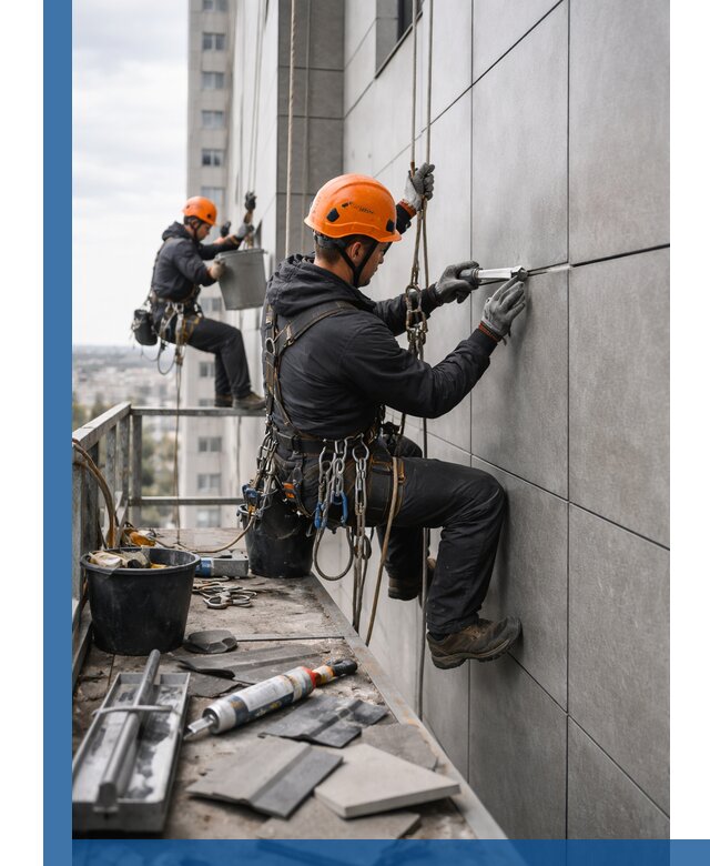 Профессиональный ремонт фасада из керамогранита в Сосновоборске