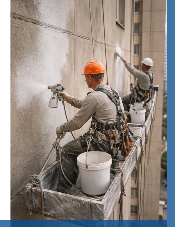 Грунтовка фасада на высоте в Сосновоборске от 124 р. | ВЫСОТНИК-Ссб