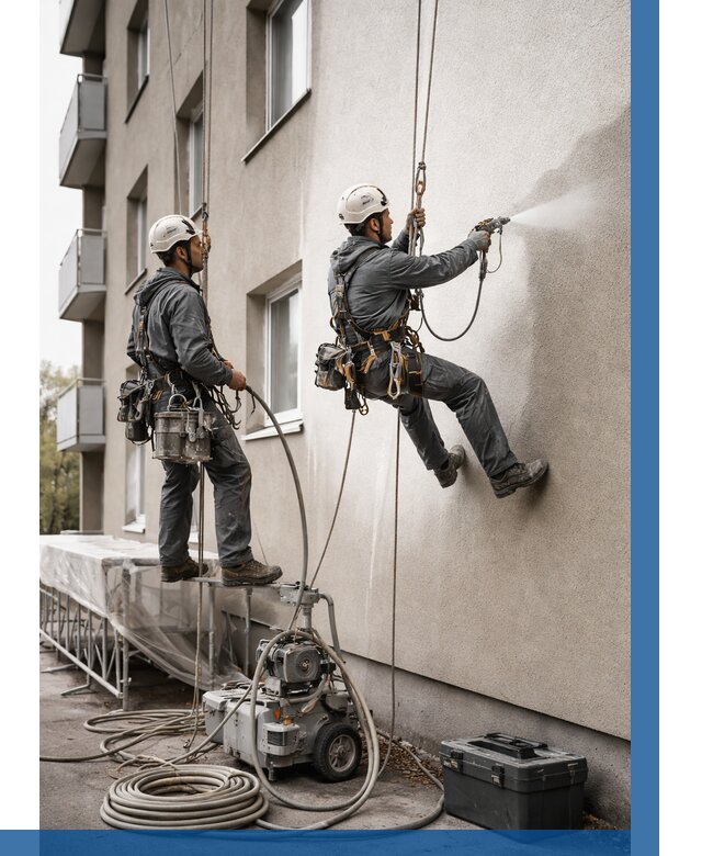 Безвоздушная покраска фасада в Сосновоборске от 228 р/м² | ВЫСОТНИК-Ссб