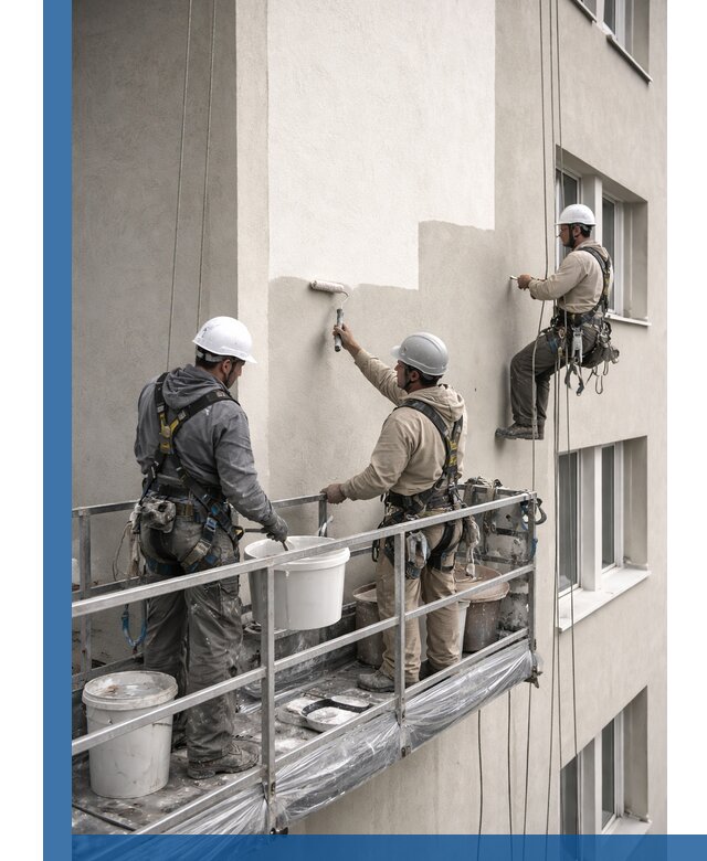 Покраска оштукатуренного фасада в Сосновоборске под ключ с гарантией