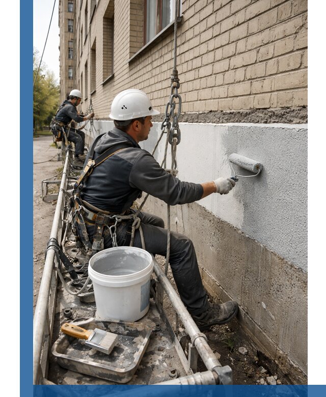 Окраска цоколя здания в Сосновоборске профессионально и надежно