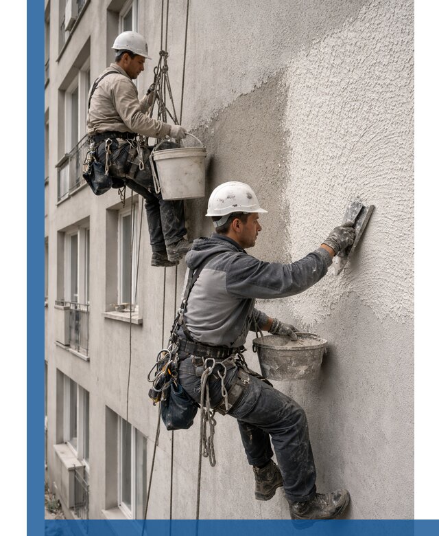 Нанесение декоративной штукатурки короед на фасад в Сосновоборске