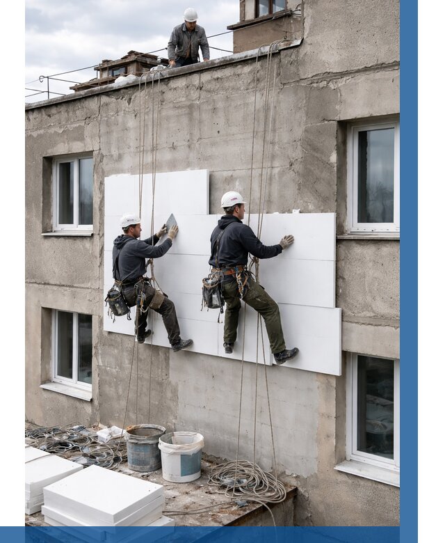 Утепление фасада пенополистиролом в Сосновоборске от 1862 р. | ВЫСОТНИК-Ссб