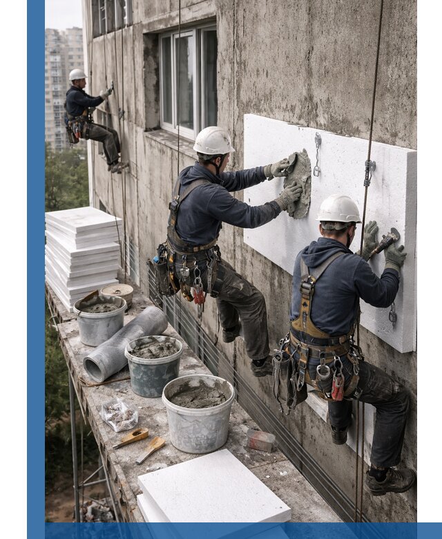 Утепление фасада пенополистиролом в Сосновоборске под ключ