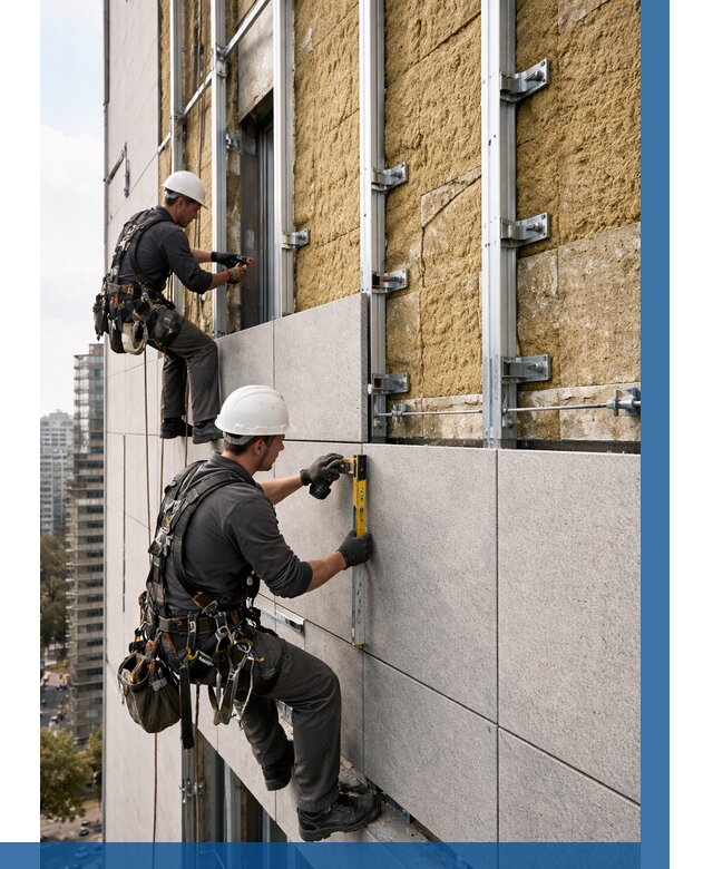 Монтаж вентилируемого фасада в Сосновоборске от 3621 р. | ВЫСОТНИК-Ссб