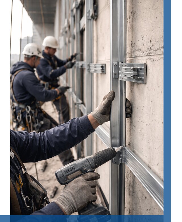 Монтаж подсистемы вентфасада в Сосновоборске от 879 р. | ВЫСОТНИК-Ссб