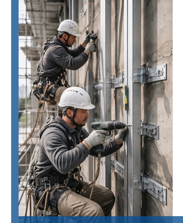 Монтаж и крепление подсистемы вентфасада в Сосновоборске