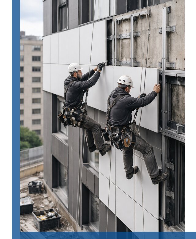 Монтаж композитных панелей фасада в Сосновоборске под ключ