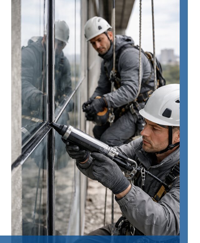 Герметизация витражных швов в Сосновоборске от 672 р. | ВЫСОТНИК-Ссб