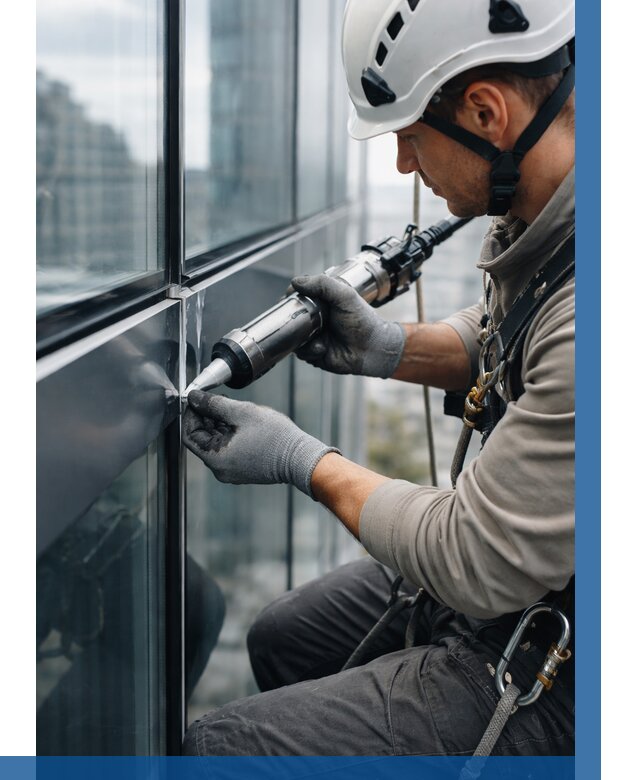 Герметизация стыков витража в Сосновоборске от 1241 р. | ВЫСОТНИК-Ссб