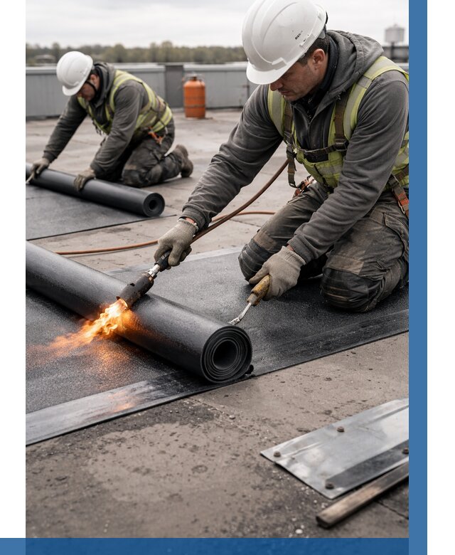 Монтаж наплавляемой кровли в Сосновоборске от 879 р. — ВЫСОТНИК-Ссб