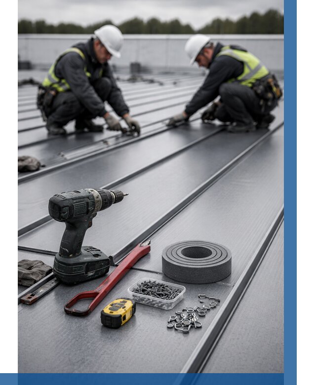 Монтаж фальцевой кровли в Сосновоборске от 1862 р. | ВЫСОТНИК-Ссб