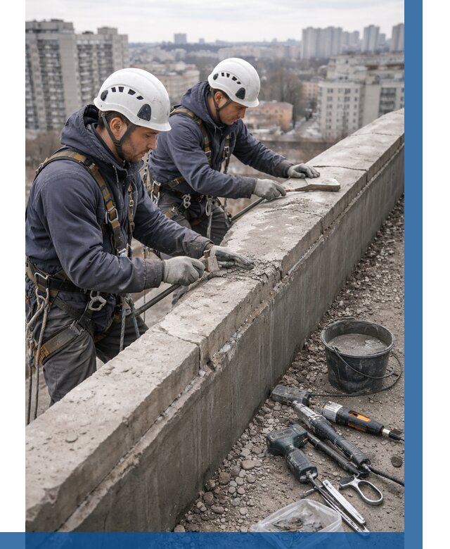 Ремонт парапета на кровле в Сосновоборске от 1552 р. | ВЫСОТНИК-Ссб