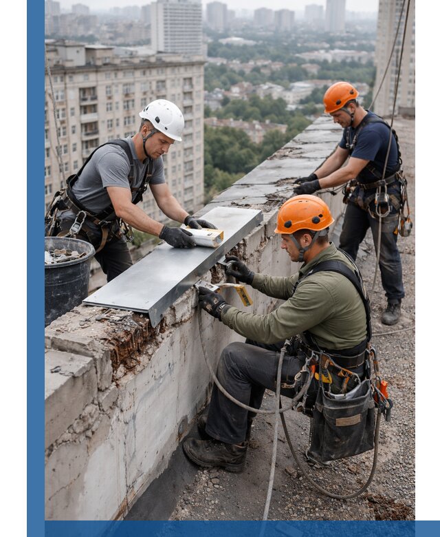 Ремонт парапета на кровле в Сосновоборске, высотные работы с гарантией