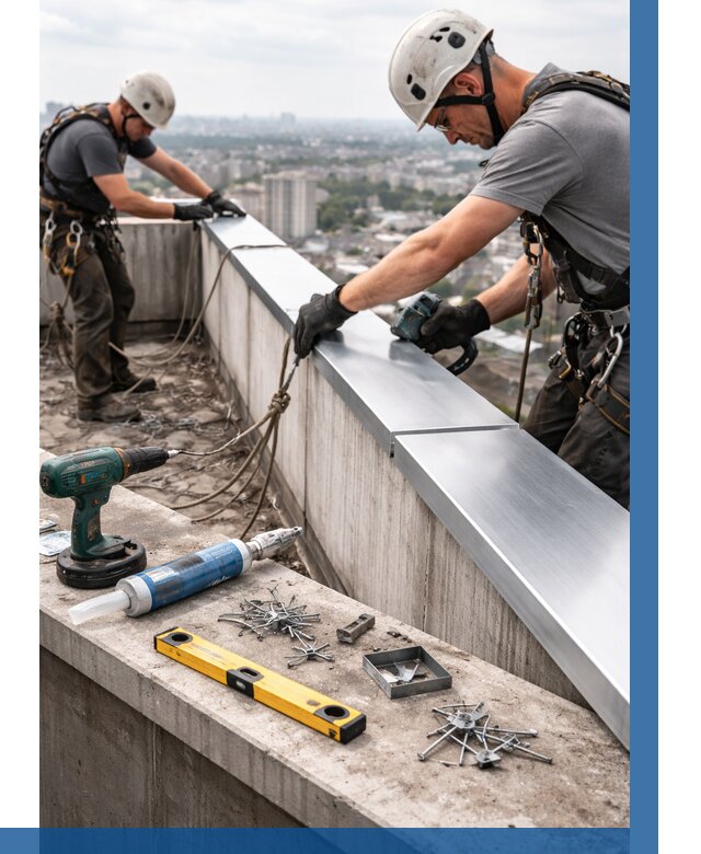 Монтаж парапетных крышек в Сосновоборске от 828 р. | ВЫСОТНИК-Ссб