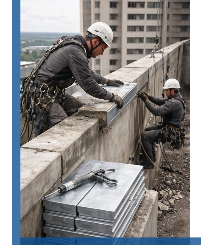 Замена парапетных крышек и установка новых в Сосновоборске