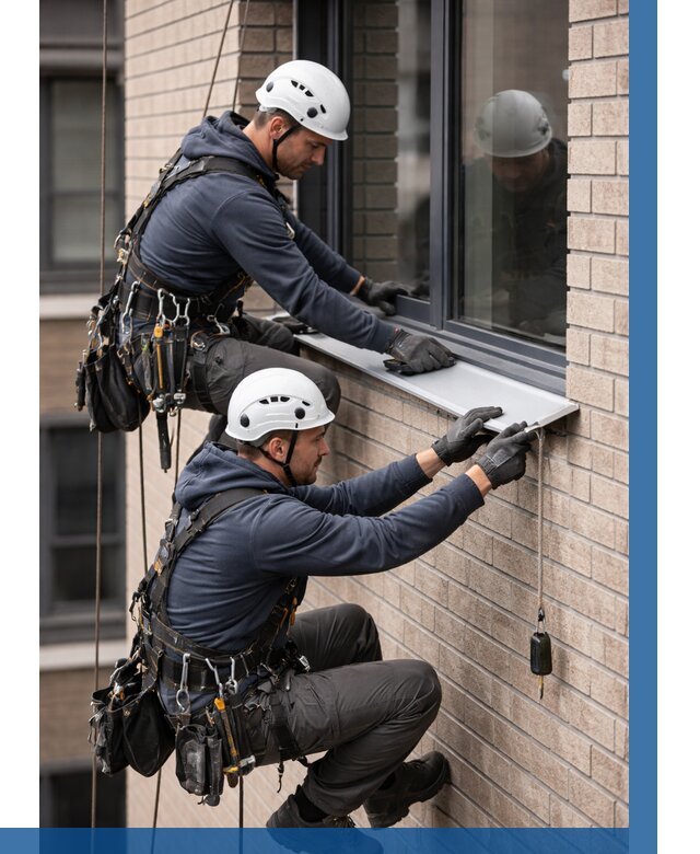 Монтаж оконных отливов под ключ в Сосновоборске от 3621 р. | ВЫСОТНИК-Ссб