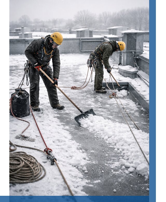 Очистка крыши от снега в Сосновоборске от 7759 р. | ВЫСОТНИК-Ссб