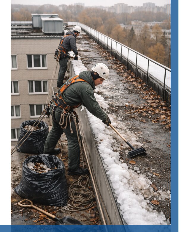 Очистка кровли по периметру в Сосновоборске от 569 р. | ВЫСОТНИК-Ссб