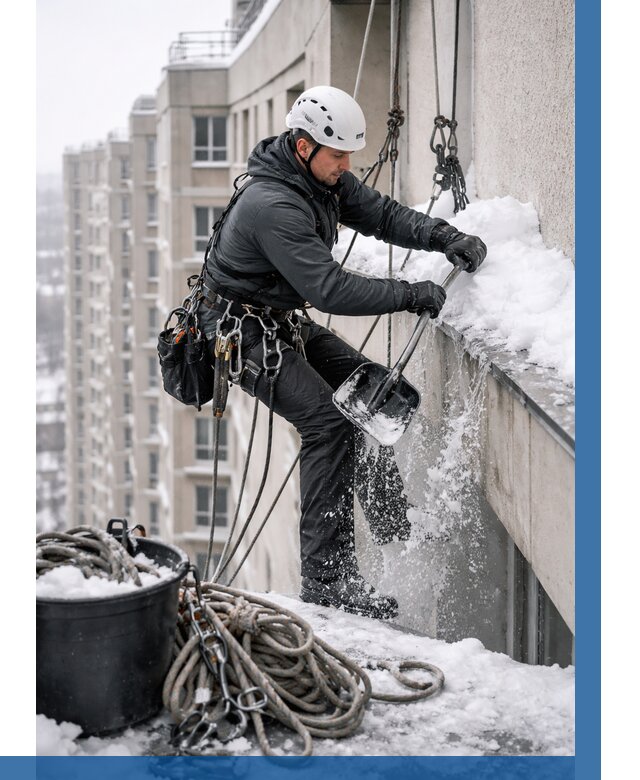 Очистка карнизов от снега в Сосновоборске от 310 р. | ВЫСОТНИК-Ссб