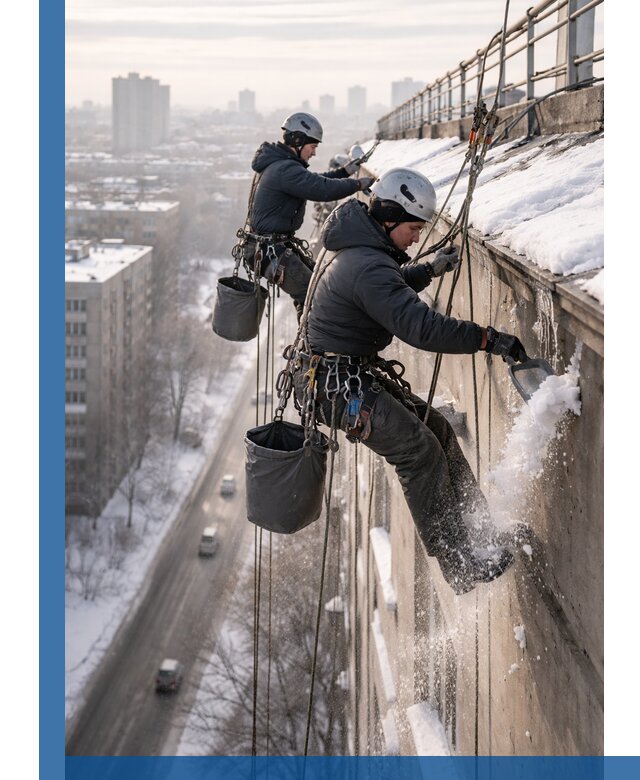 Очистка карнизов от снега в Сосновоборске профессионально и безопасно