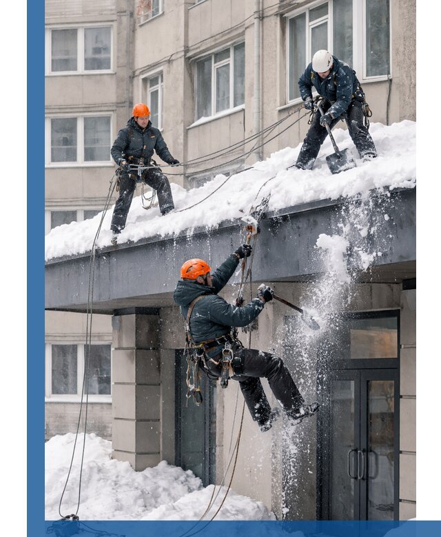 Безопасная очистка навесов от снега в Сосновоборске круглогодично