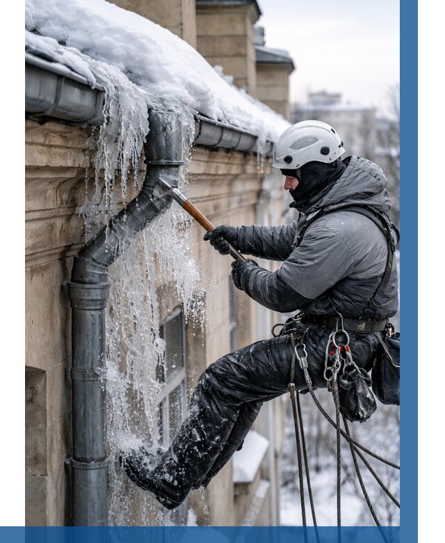 Очистка водостоков от льда в Сосновоборске от 3621 р. | ВЫСОТНИК-Ссб