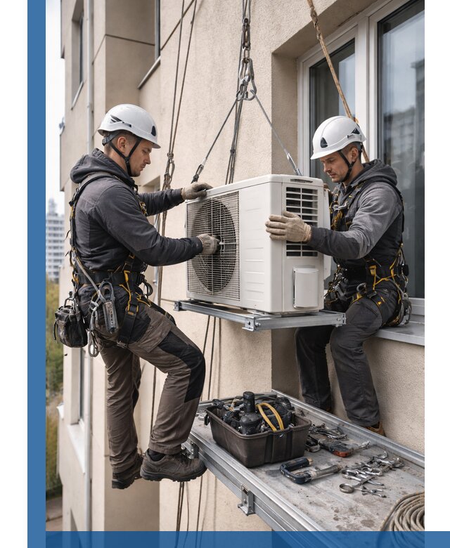 Перенос внешнего блока кондиционера в Сосновоборске с монтажом и крепежом