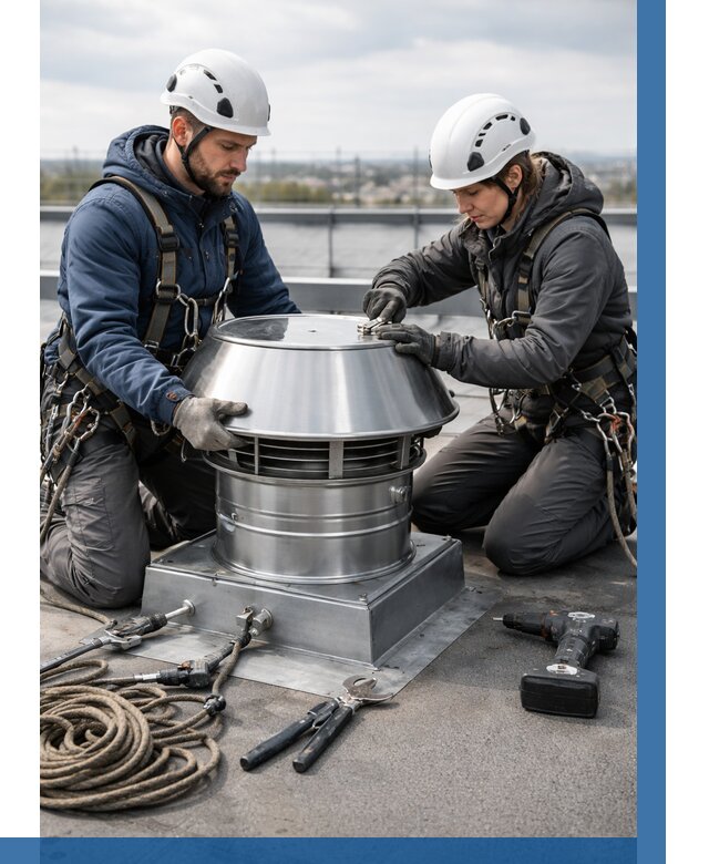 Установка дефлекторов на кровле в Сосновоборске от 4655 р. | ВЫСОТНИК-Ссб