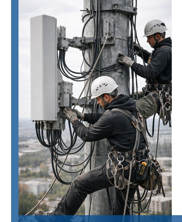 Монтаж оборудования связи на мачте в Сосновоборске с пусконаладкой