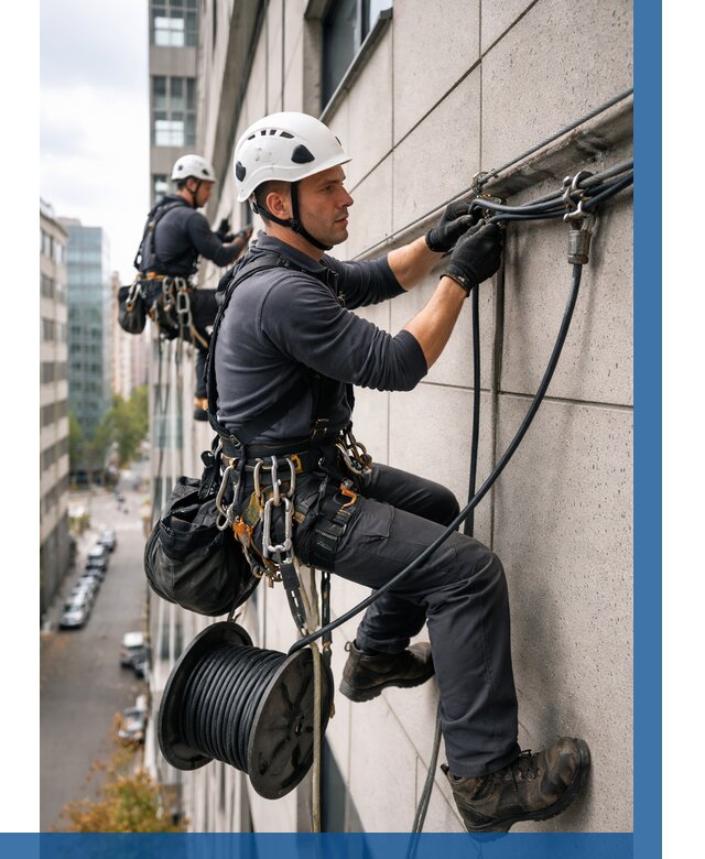 Прокладка кабеля по фасаду в Сосновоборске от 362 р. | ВЫСОТНИК-Ссб