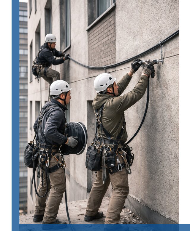 Прокладка кабеля по фасаду в Сосновоборске, профессиональный монтаж