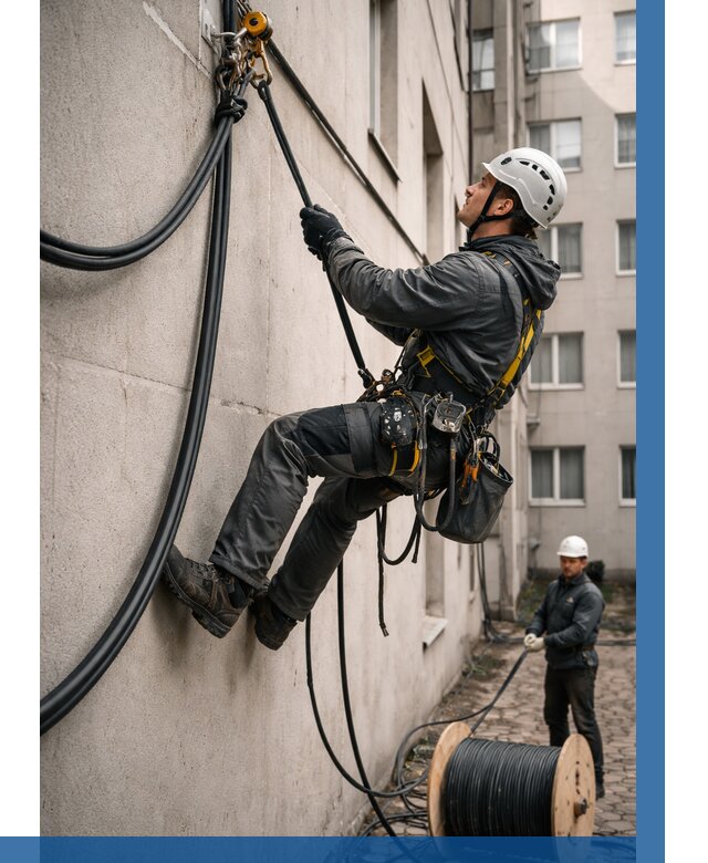 Протяжка кабеля питания на высоте в Сосновоборске от 466 р. | ВЫСОТНИК-Ссб