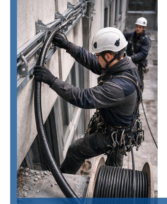 Протяжка кабеля питания на высоте в Сосновоборске с гарантией безопасности и качества