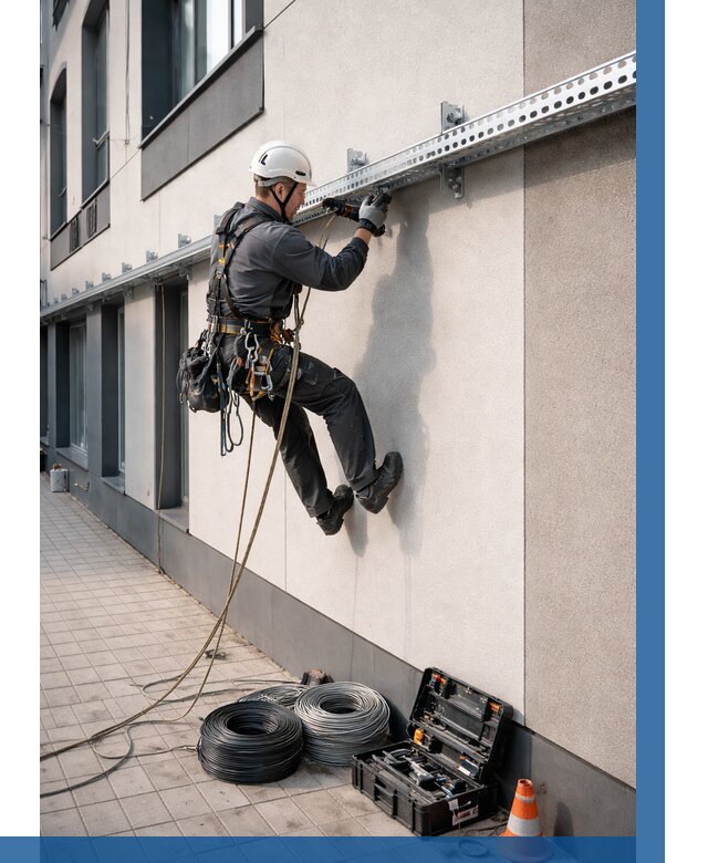 Монтаж кабельных лотков на фасаде в Сосновоборске от 1241 р. | ВЫСОТНИК-Ссб