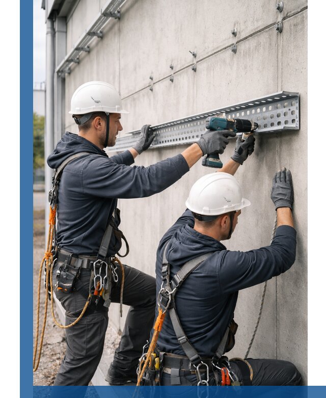 Монтаж кабельных лотков на фасаде зданий в Сосновоборске с гарантией