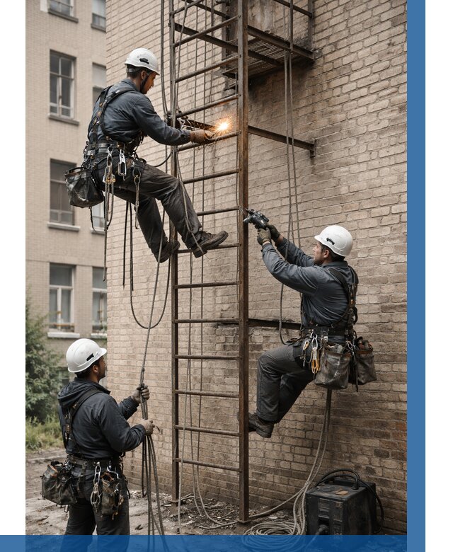 Ремонт пожарной лестницы в Сосновоборске от 7759 р. | ВЫСОТНИК-Ссб