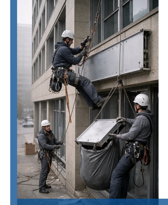 Демонтаж рекламной вывески с высотными работами в Сосновоборске