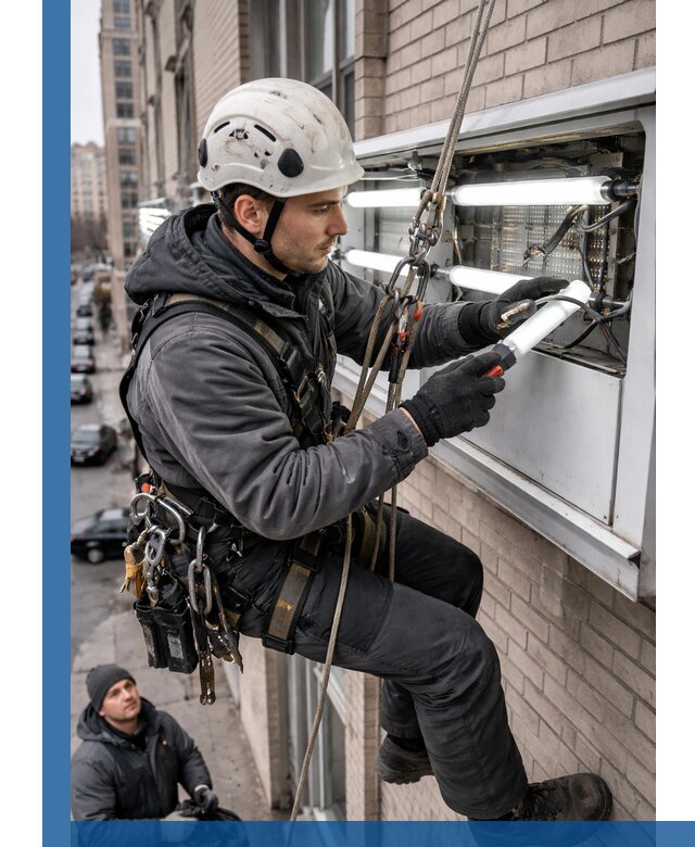 Профессиональная замена ламп в наружной вывеске в Сосновоборске