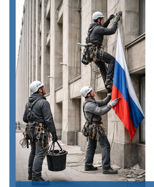 Профессиональная установка флагов на фасаде в Сосновоборске