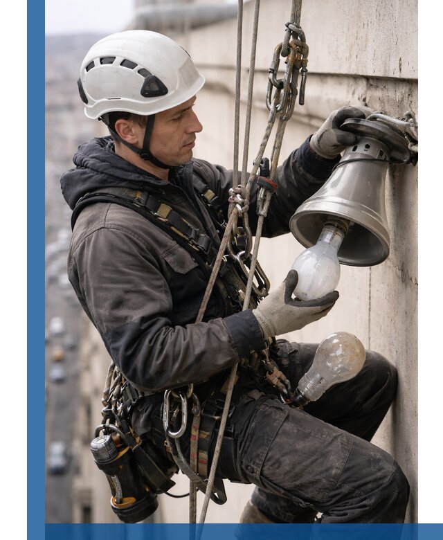 Замена ламп на высоте в Сосновоборске профессионально и быстро