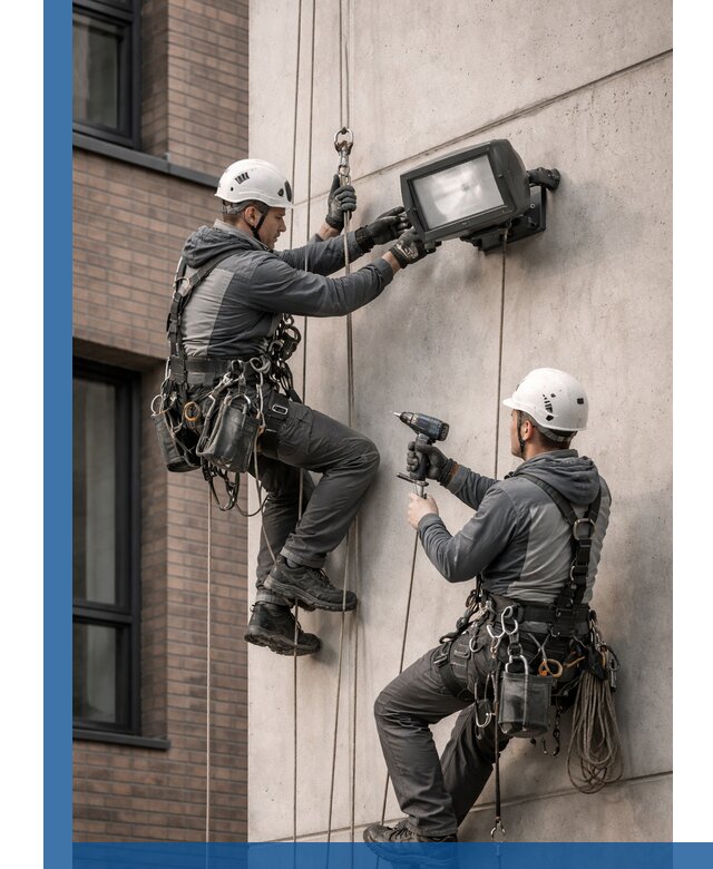 Профессиональный монтаж фасадных прожекторов в Сосновоборске под ключ