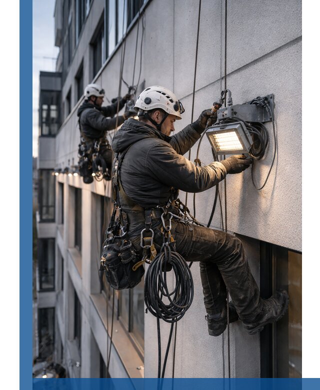 Монтаж фасадного освещения в Сосновоборске установка и подключение